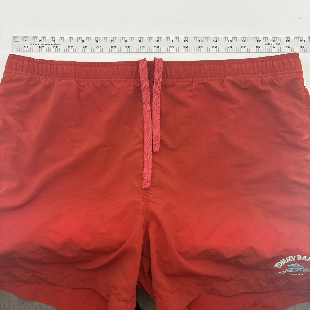 Tommy Bahama Swim Trunks Relax Marlin Logo Orange Mesh Lined Shorts Nylon Men L - Picture 2 of 7